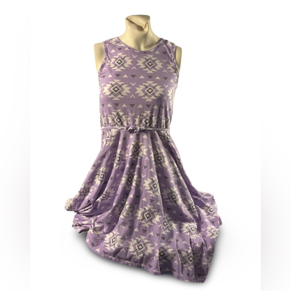 Faded Glory Lavender Aztec Sleeveless Fit & Flare Dress